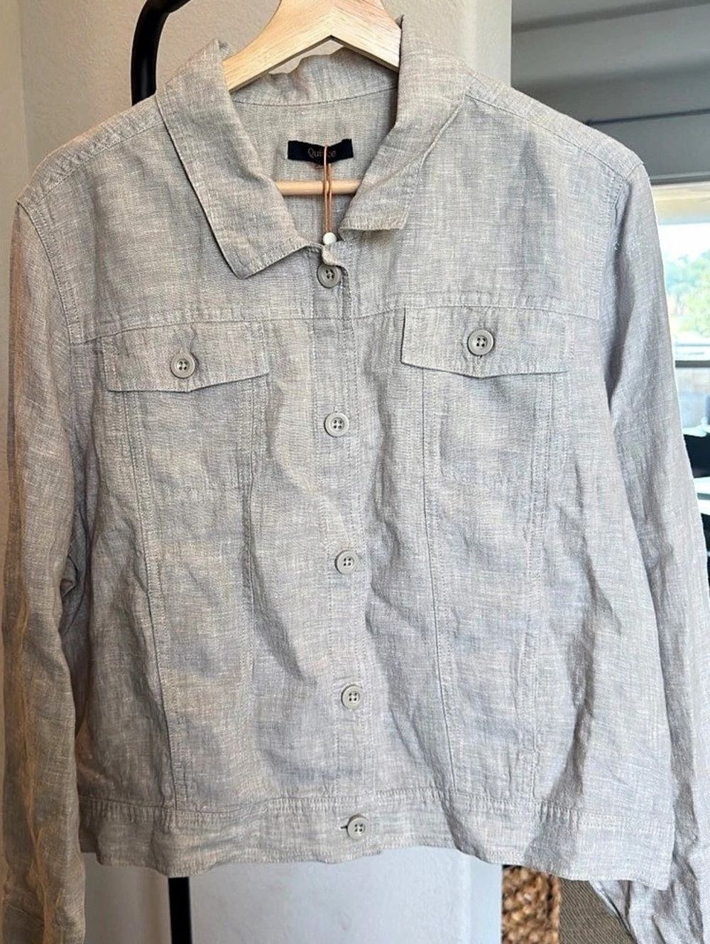 Quince European Linen Jacket Linen Utility Jacket Flax Beige XL NWT